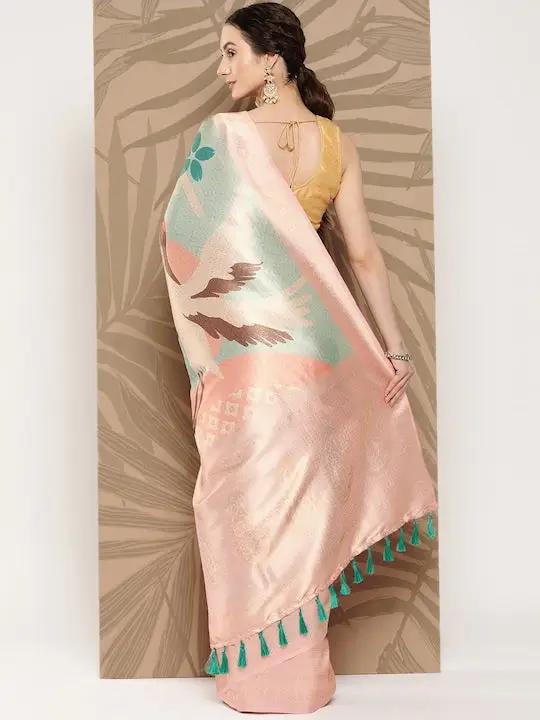 Banarasi soft silk sarees with intricate flower prints