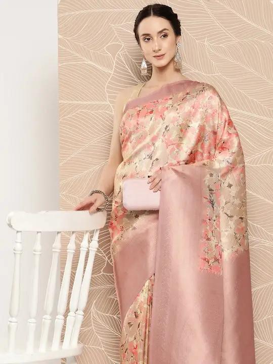 Banarasi soft silk sarees with intricate flower prints