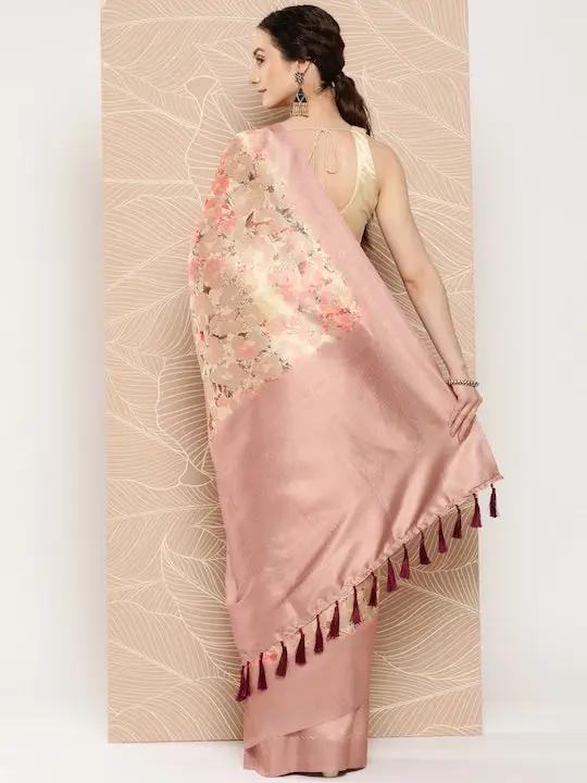 Banarasi soft silk sarees with intricate flower prints