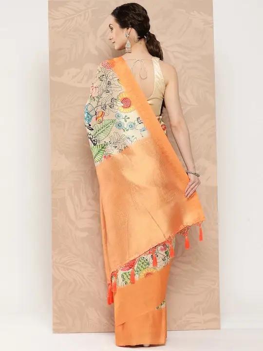 Banarasi soft silk sarees with intricate flower prints