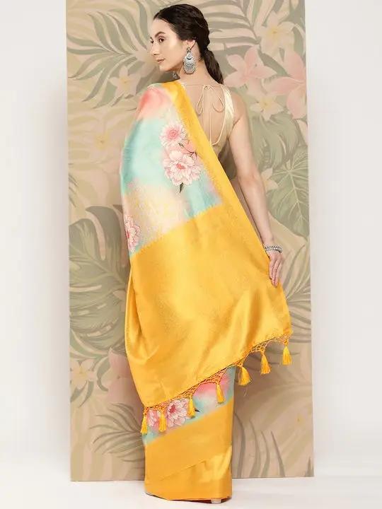 Banarasi soft silk sarees with intricate flower prints