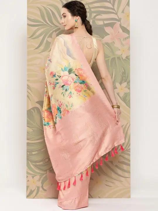 Banarasi soft silk sarees with intricate flower prints