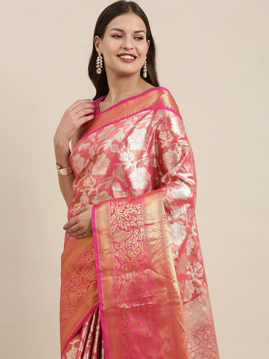 One Gram Gold Tissue Silk Saree With zari butti