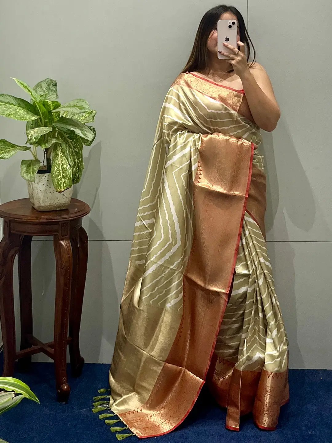 Kanchi Zari Border Lehria Saree