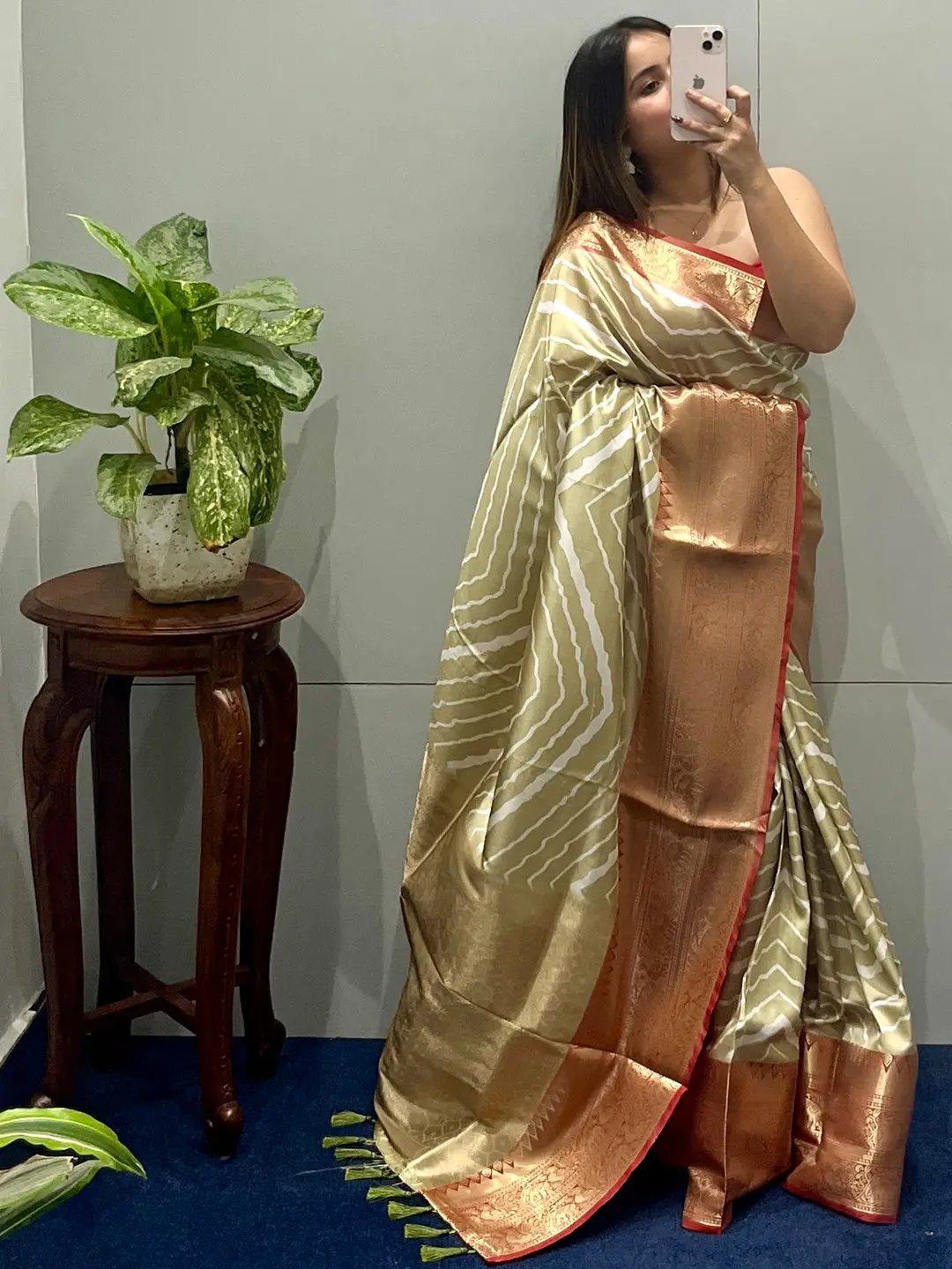 Kanchi Zari Border Lehria Saree