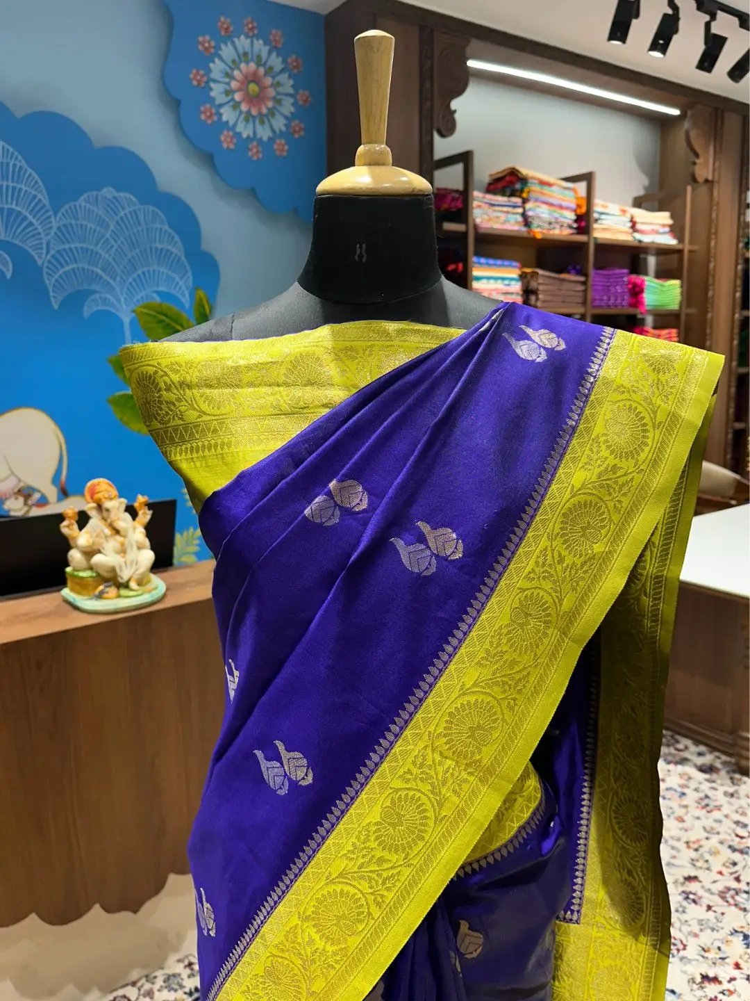 Elegant Purple Silk Saree with Gold Zari Accents