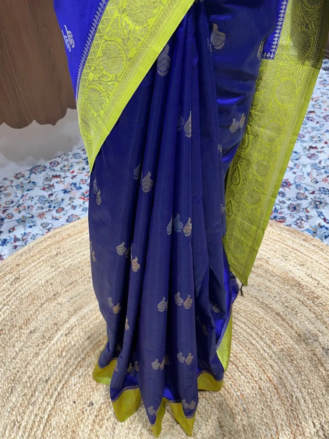 Elegant Purple Silk Saree with Gold Zari Accents