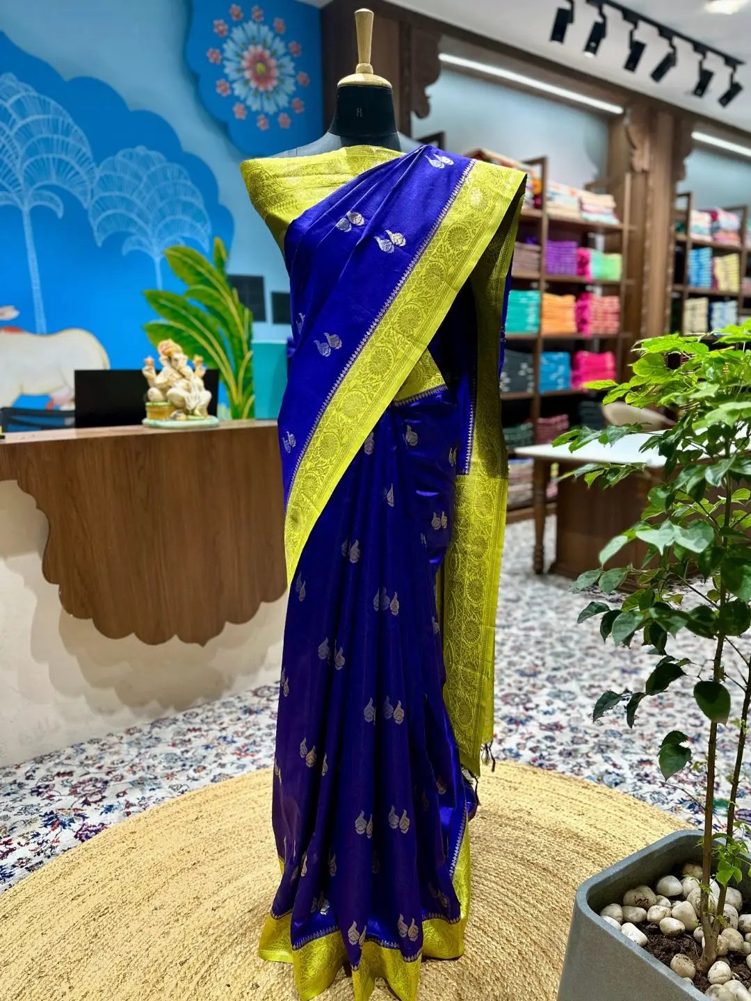 Elegant Purple Silk Saree with Gold Zari Accents