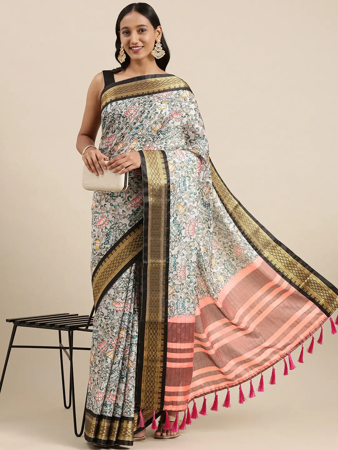  Latest Kalamkari Digital Print Uppada Silk Saree