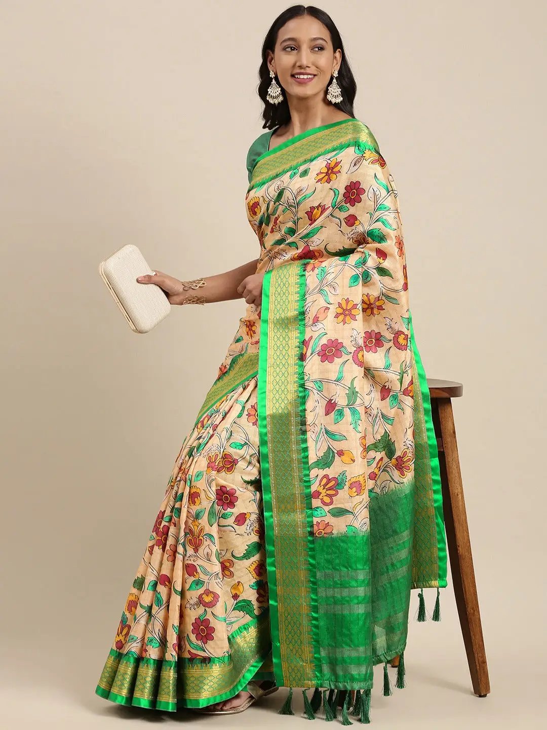  Latest Kalamkari Digital Print Uppada Silk Saree