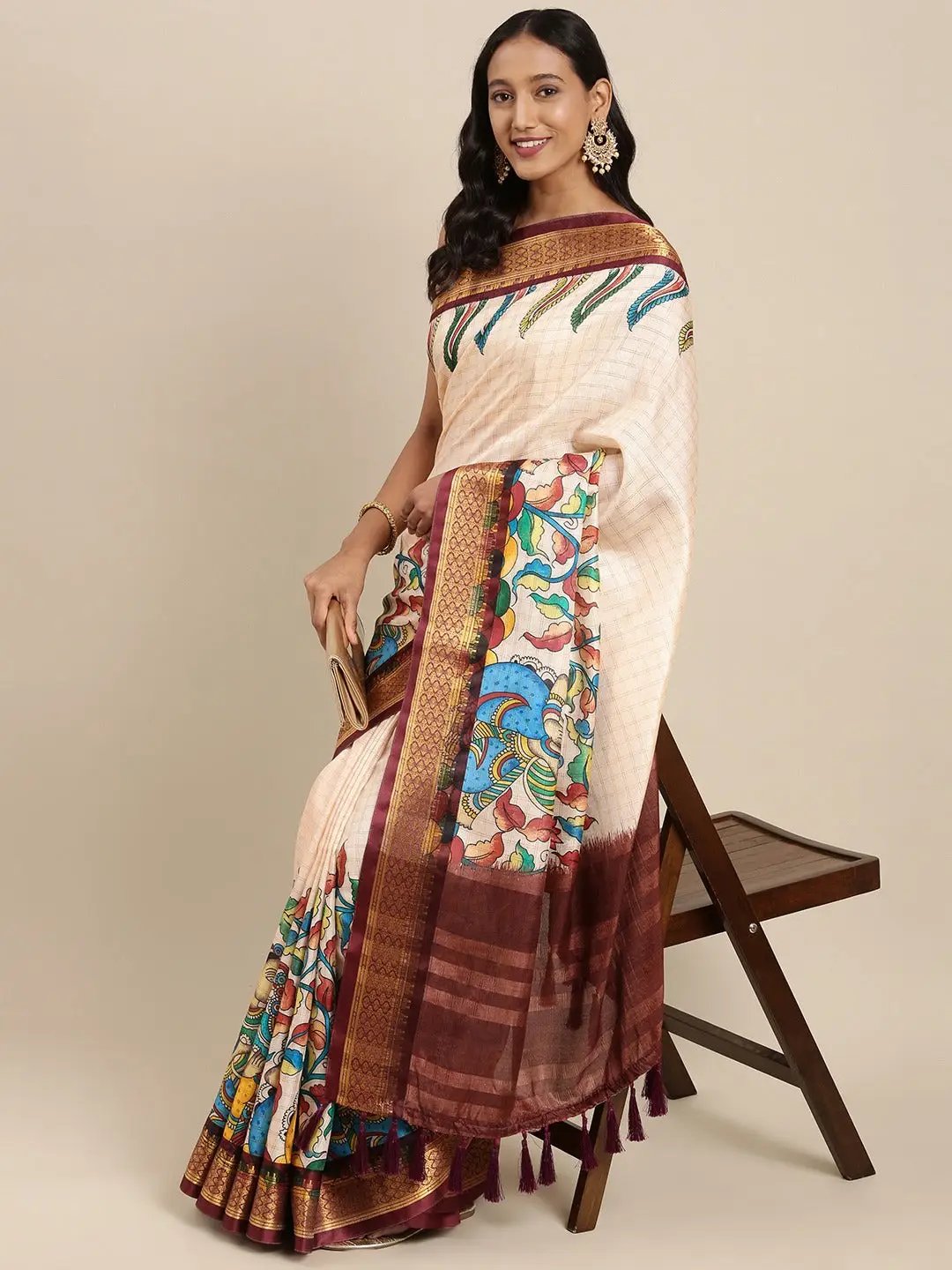  Latest Kalamkari Digital Print Uppada Silk Saree