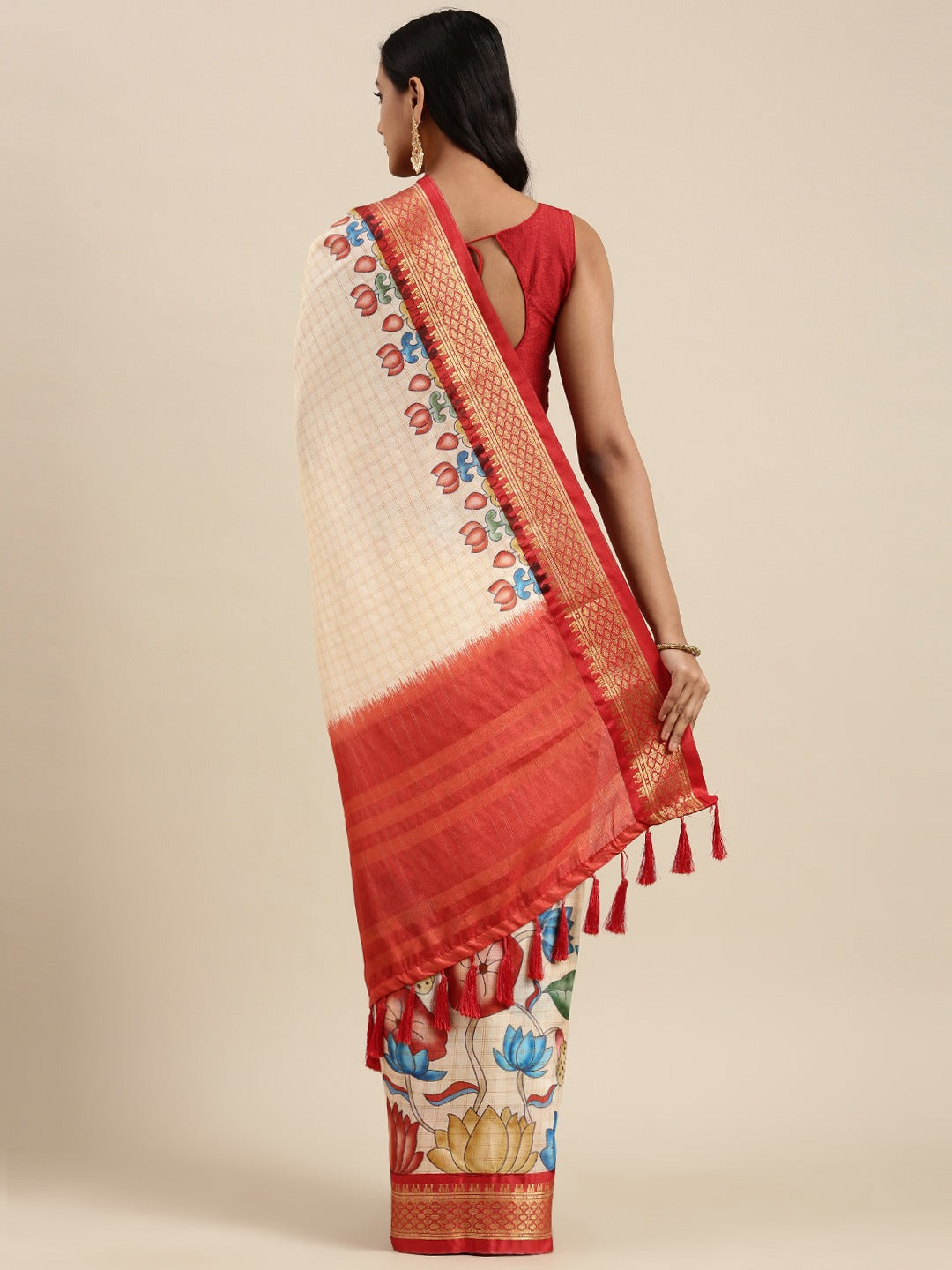  Latest Kalamkari Digital Print Uppada Silk Saree