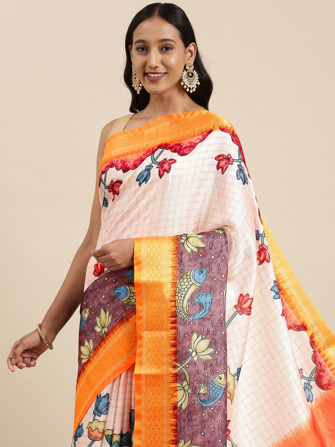  Kalamkari Digital Print Uppada Silk Saree 