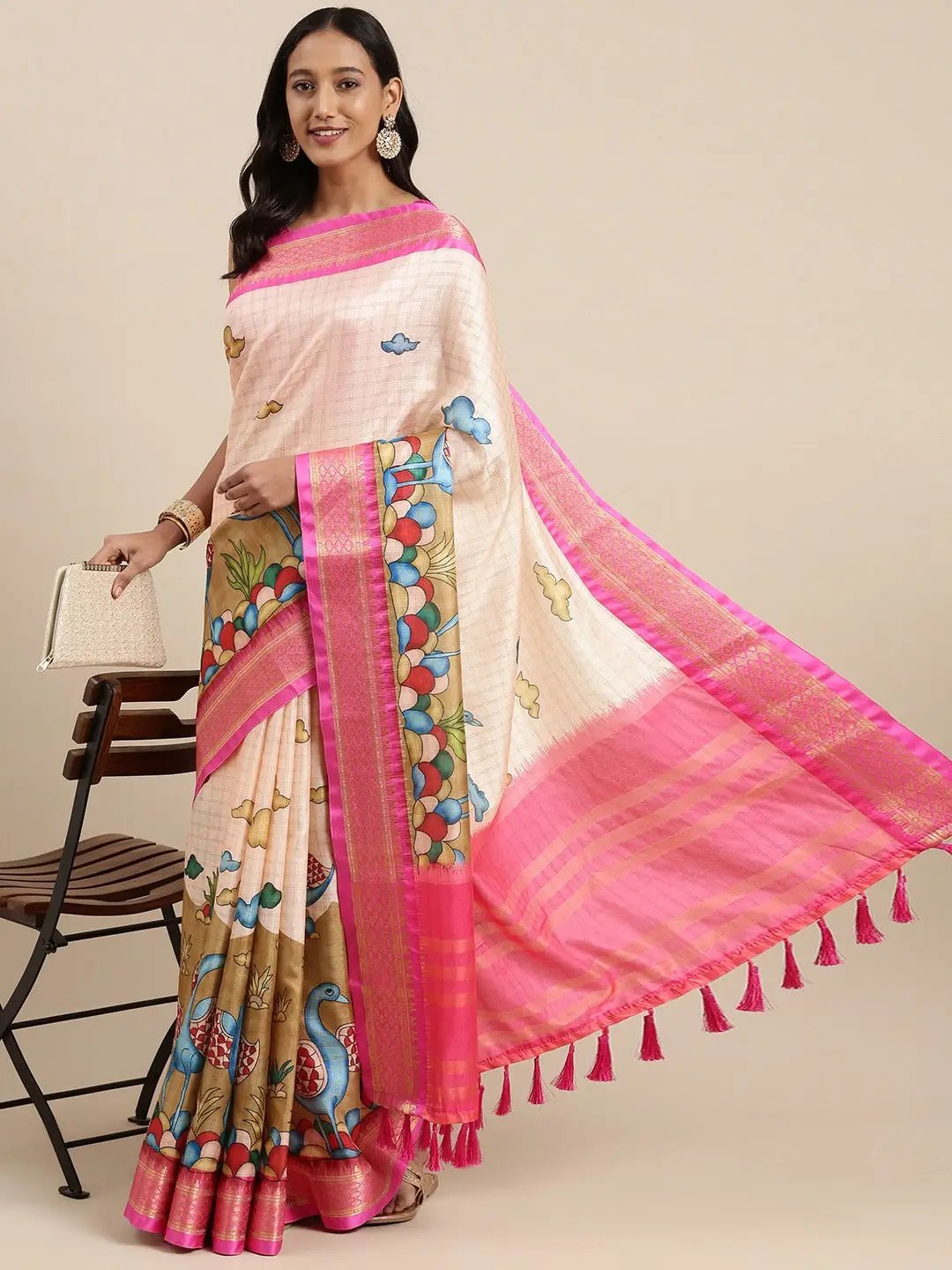  Latest Kalamkari Digital Print Uppada Silk Saree