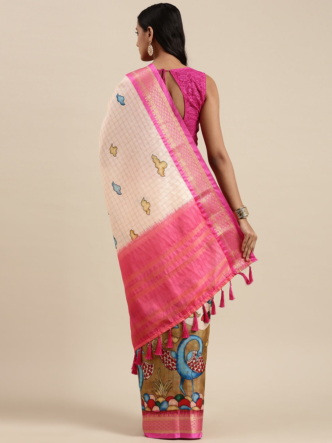  Latest Kalamkari Digital Print Uppada Silk Saree