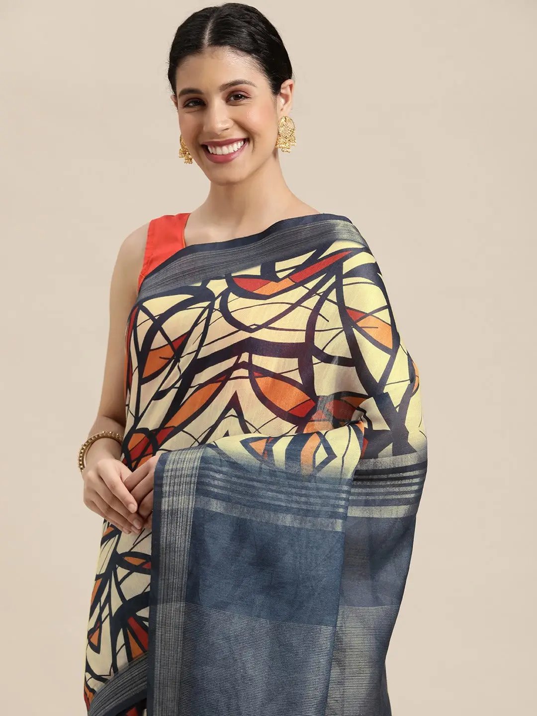 Soft Linen Digital Print Festive Wear Saree