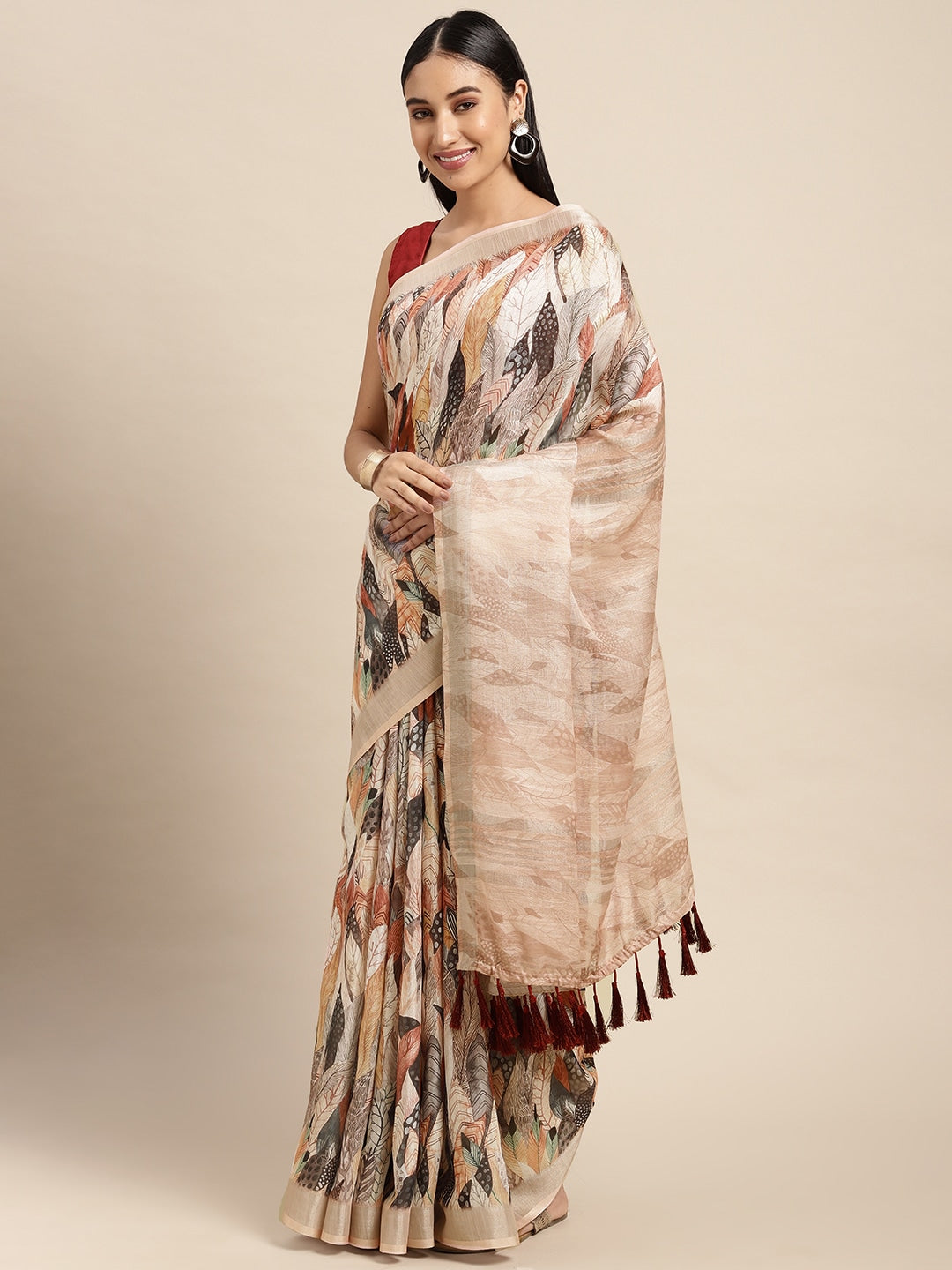 Soft Linen Digital Print Festive Wear Saree