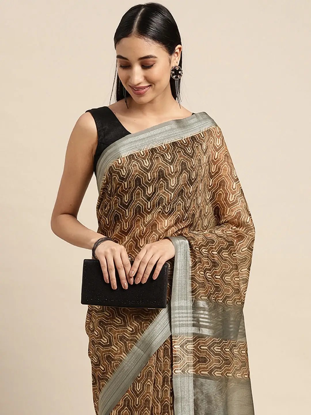 Soft Linen Digital Print Festive Wear Saree