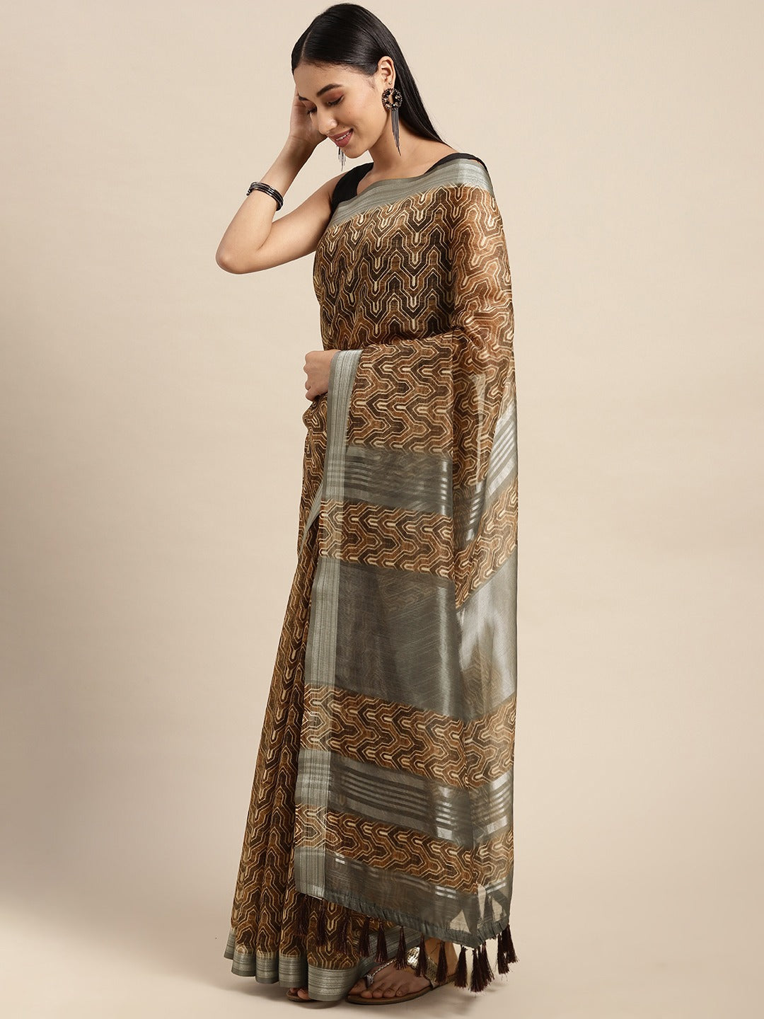 Soft Linen Digital Print Festive Wear Saree