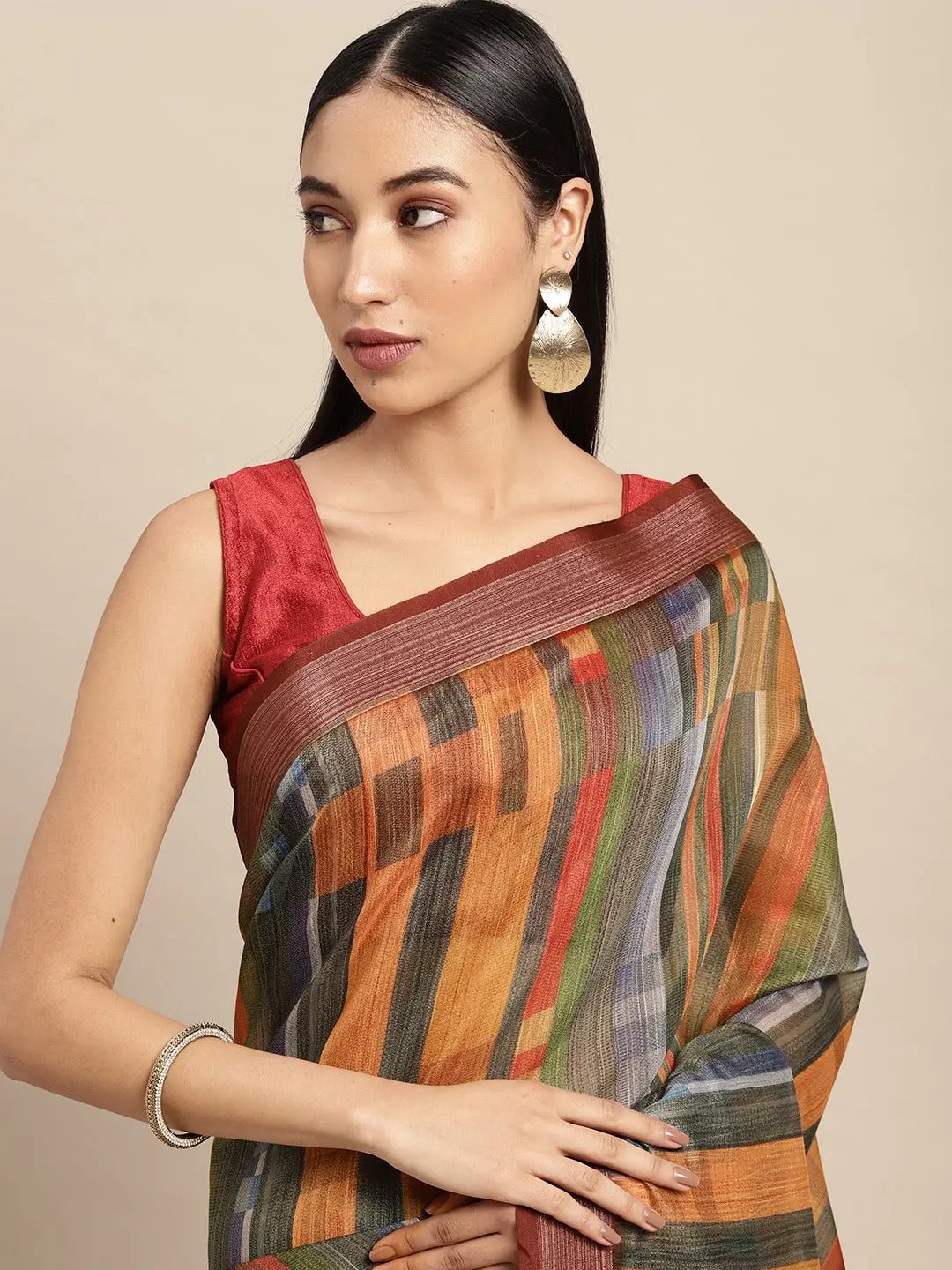 Soft Linen Digital Print Festive Wear Saree