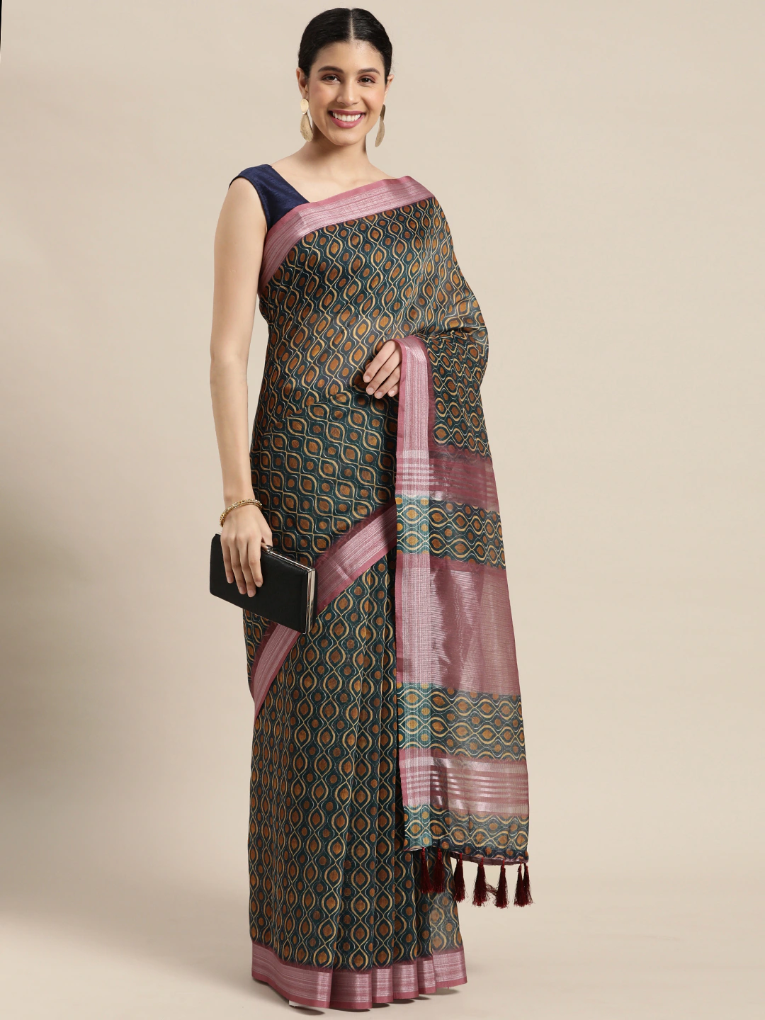 Soft Linen Digital Print Festive Wear Saree