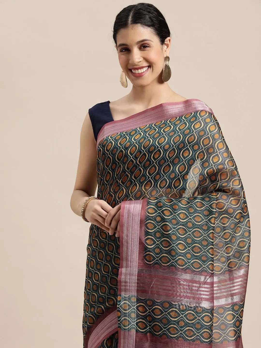 Soft Linen Digital Print Festive Wear Saree