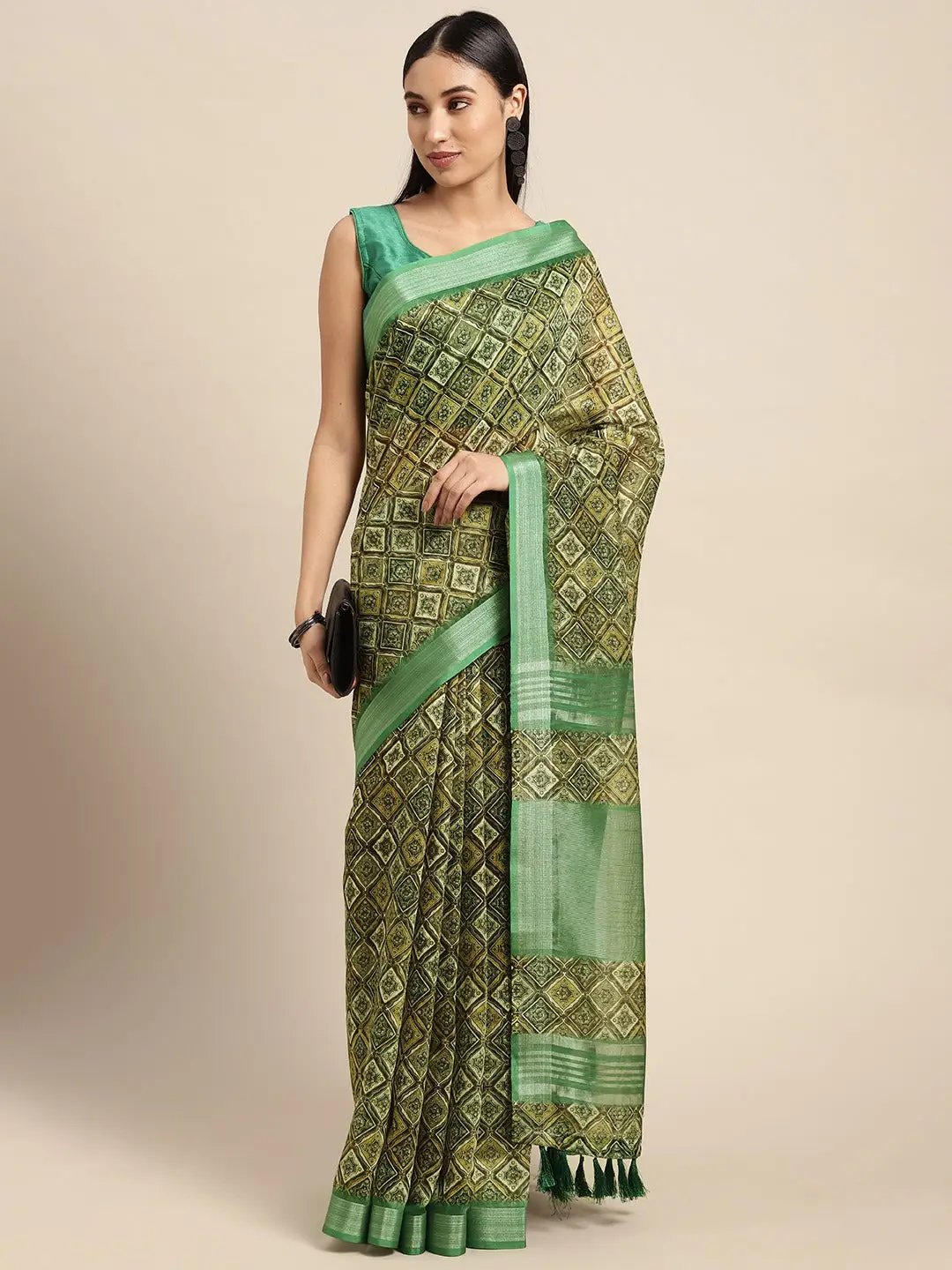 Soft Linen Digital Print Festive Wear Saree