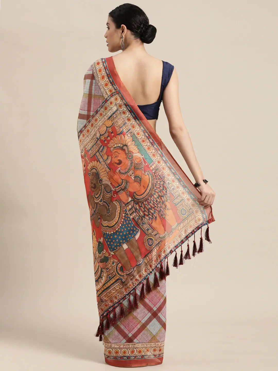 Soft Linen Kalamkari Digital Print Party Wear Saree