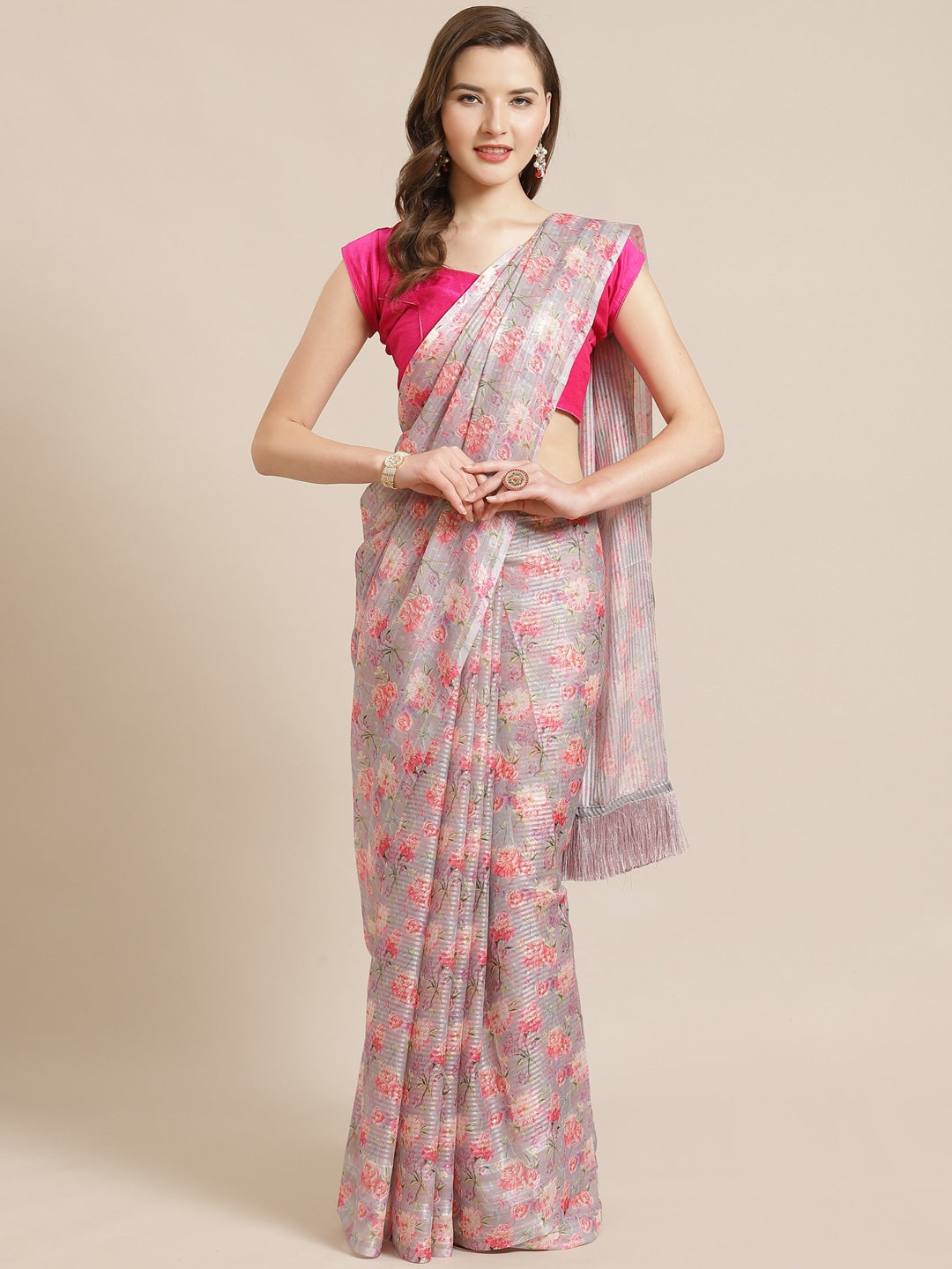 Exclusive Stylish Poly Chiffon Floral Digital Print Saree