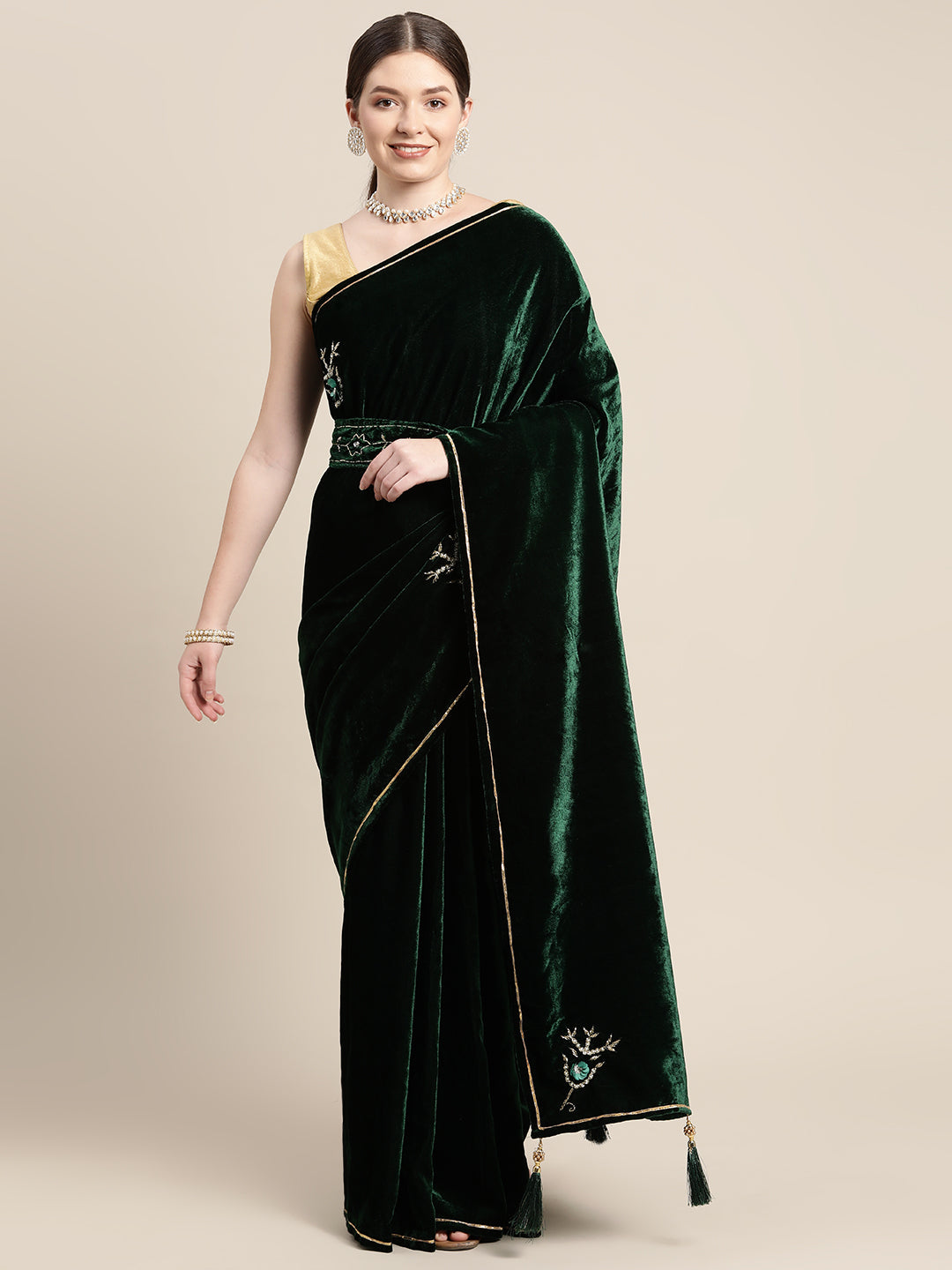 Beautiful Velvet Saree with Solid Border