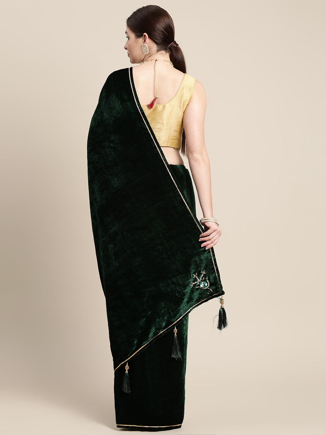 Beautiful Velvet Saree with Solid Border