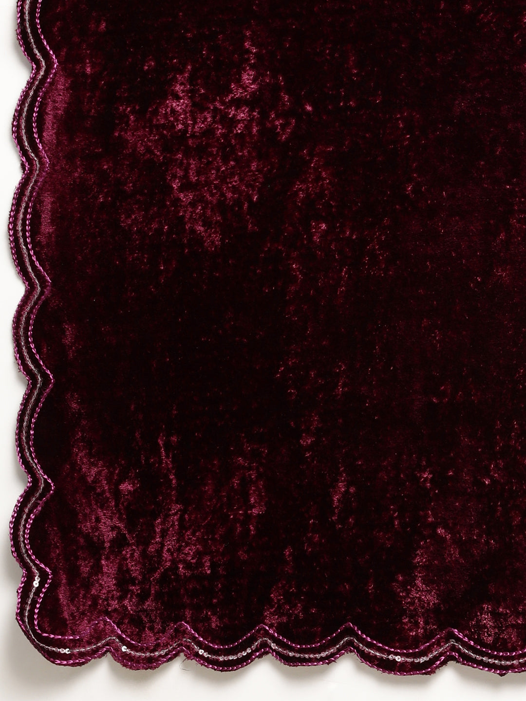 Burgundy Colour Embroidered Velvet Saree with Sequenced Work