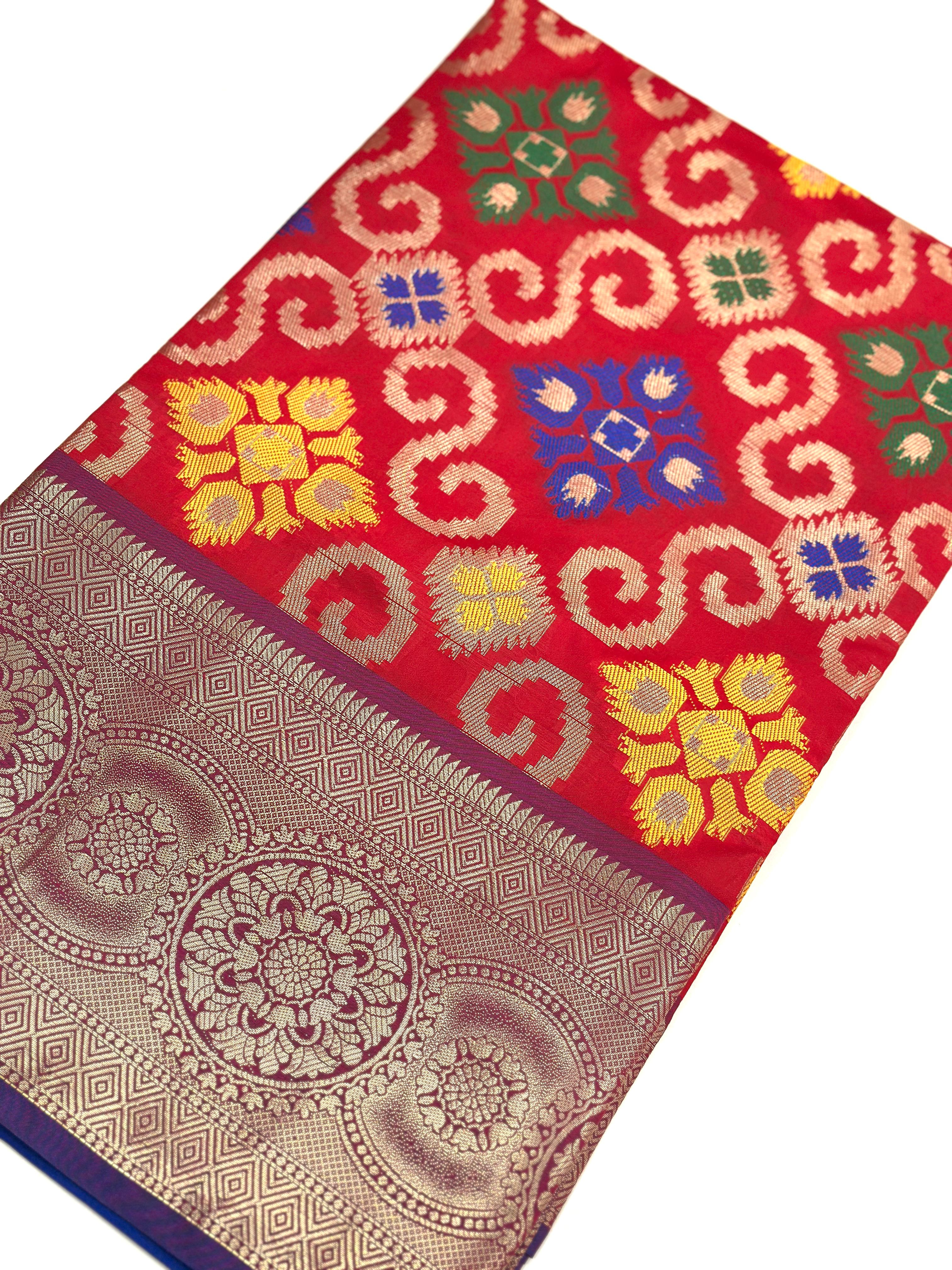 Red Meenakari Banarasi Katan Silk Saree