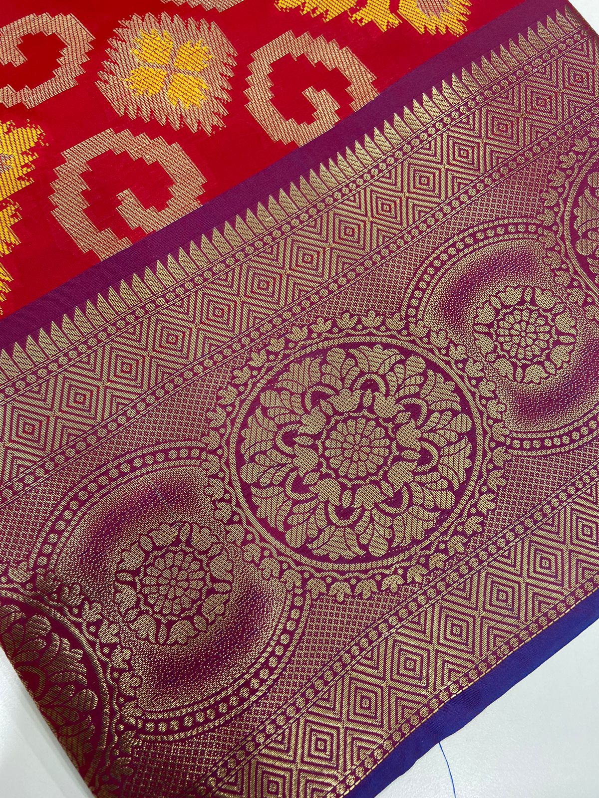 Red Meenakari Banarasi Katan Silk Saree