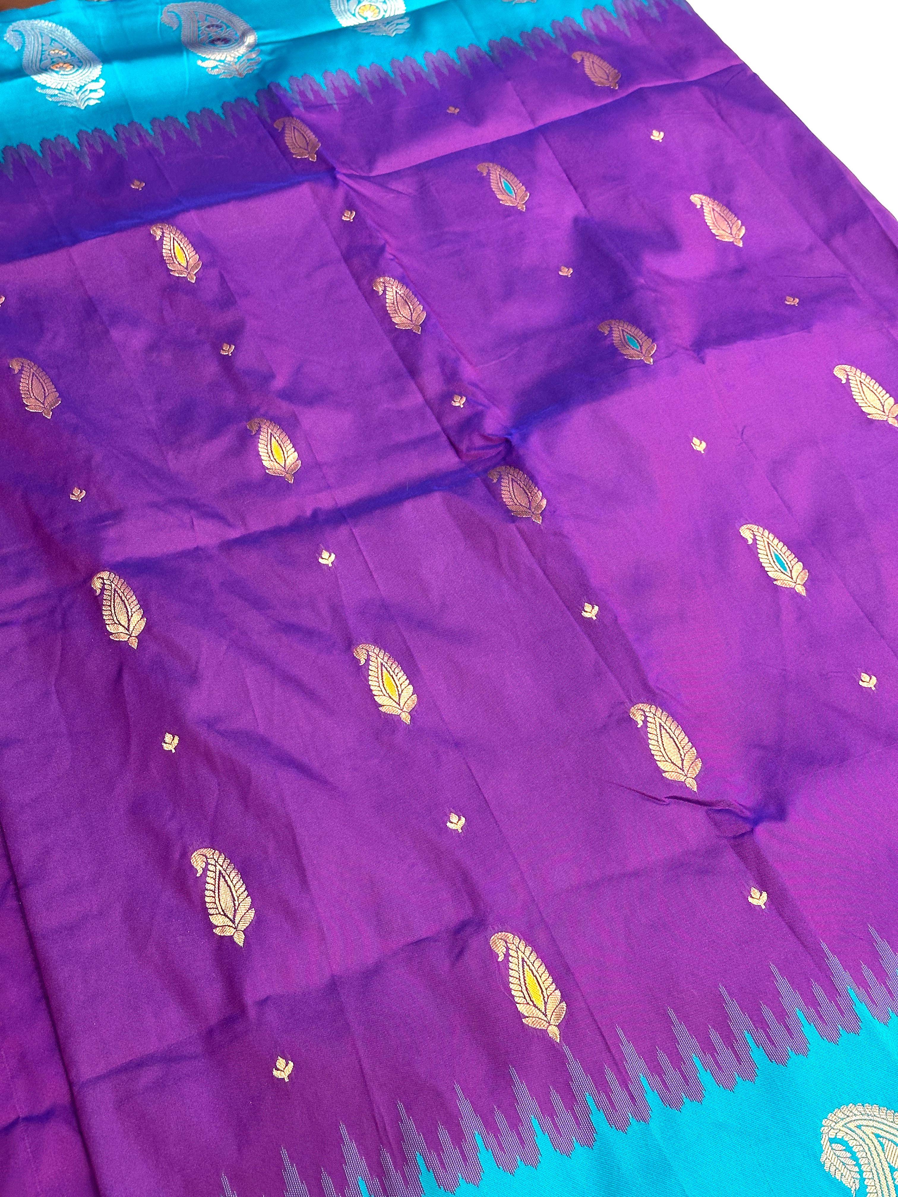 Wine Mango Butti Soft Silk Saree