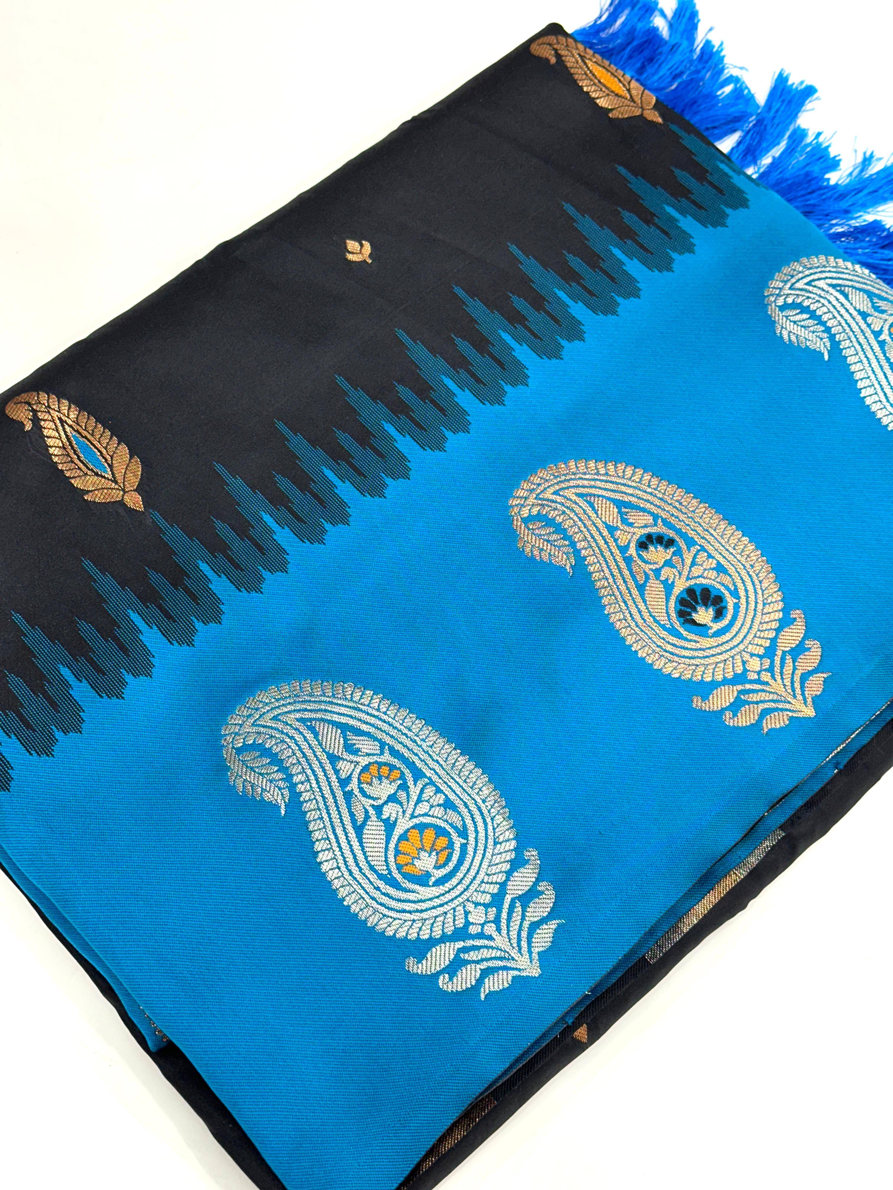 Balck Mango Butti Soft Silk Saree