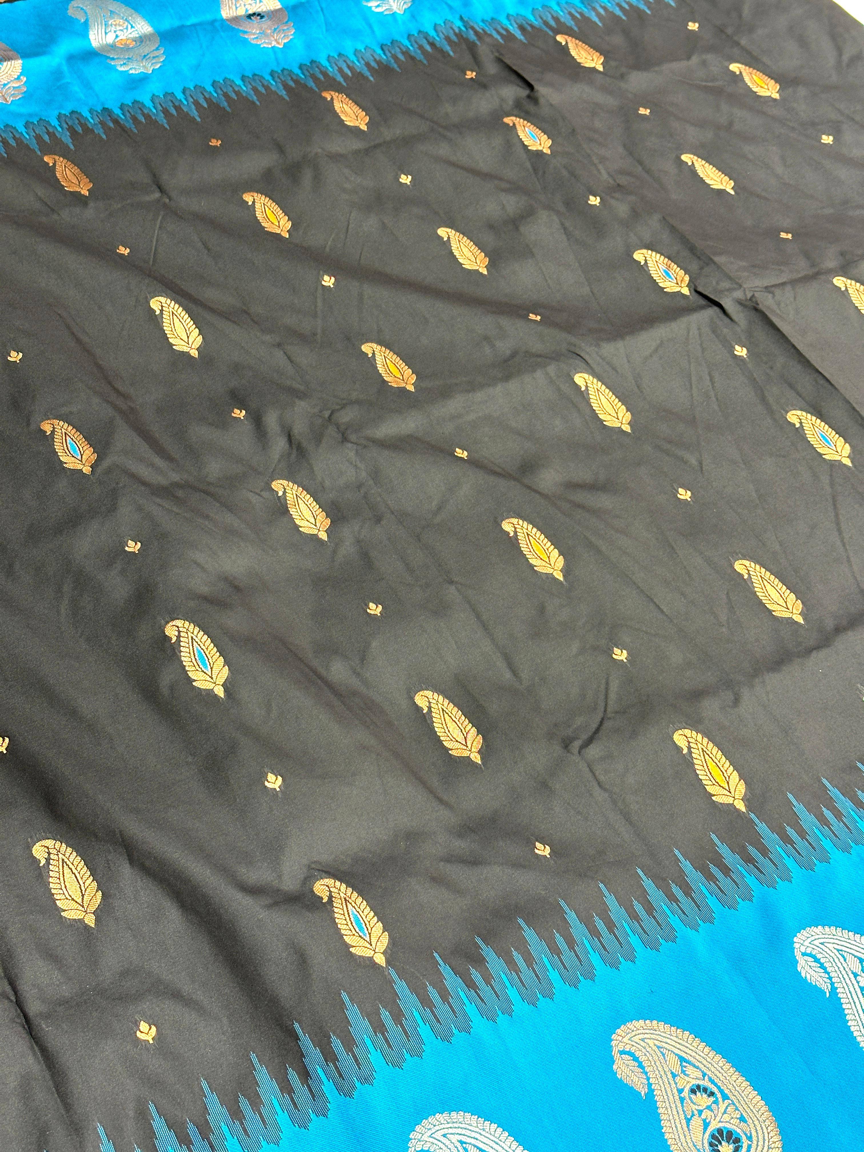 Balck Mango Butti Soft Silk Saree