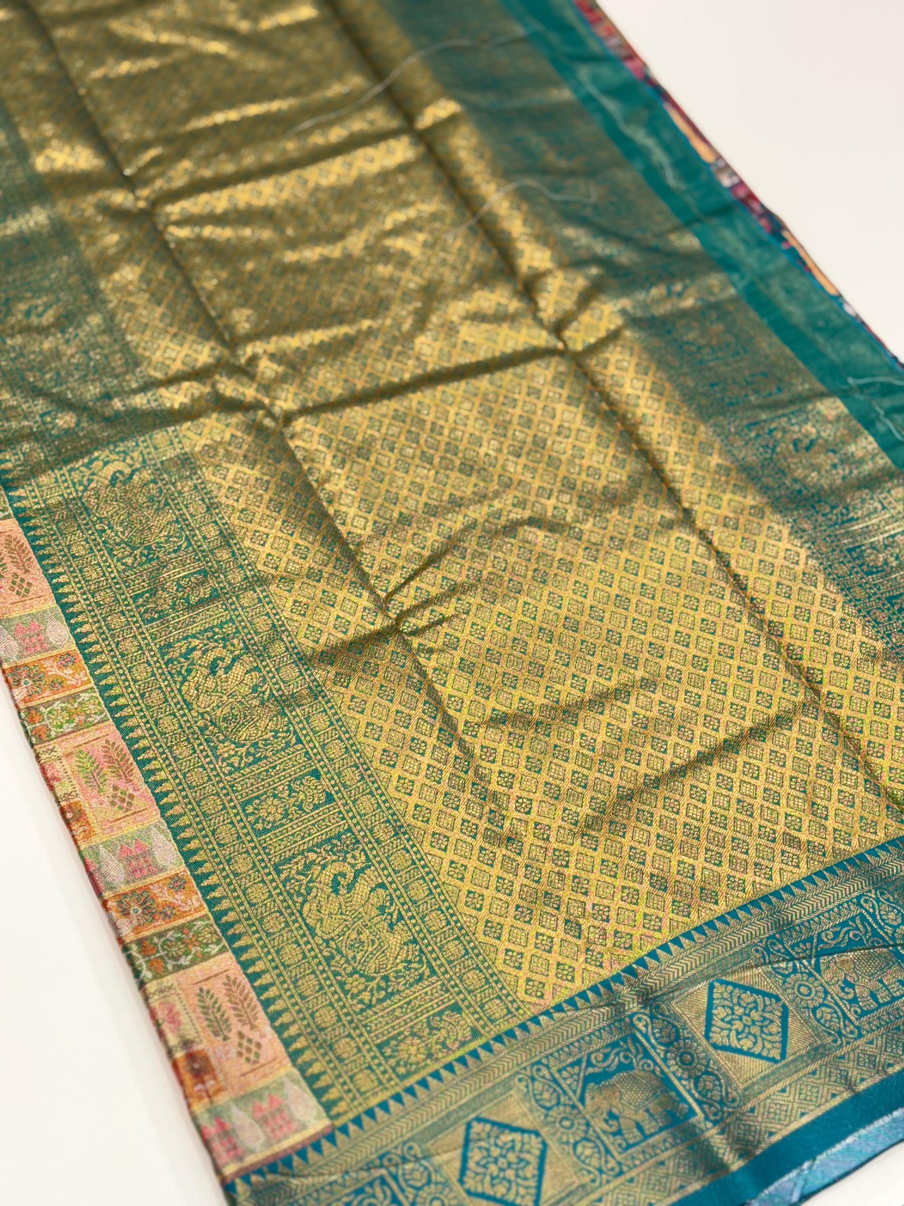 Dharmavaram Silk Patchwork Saree