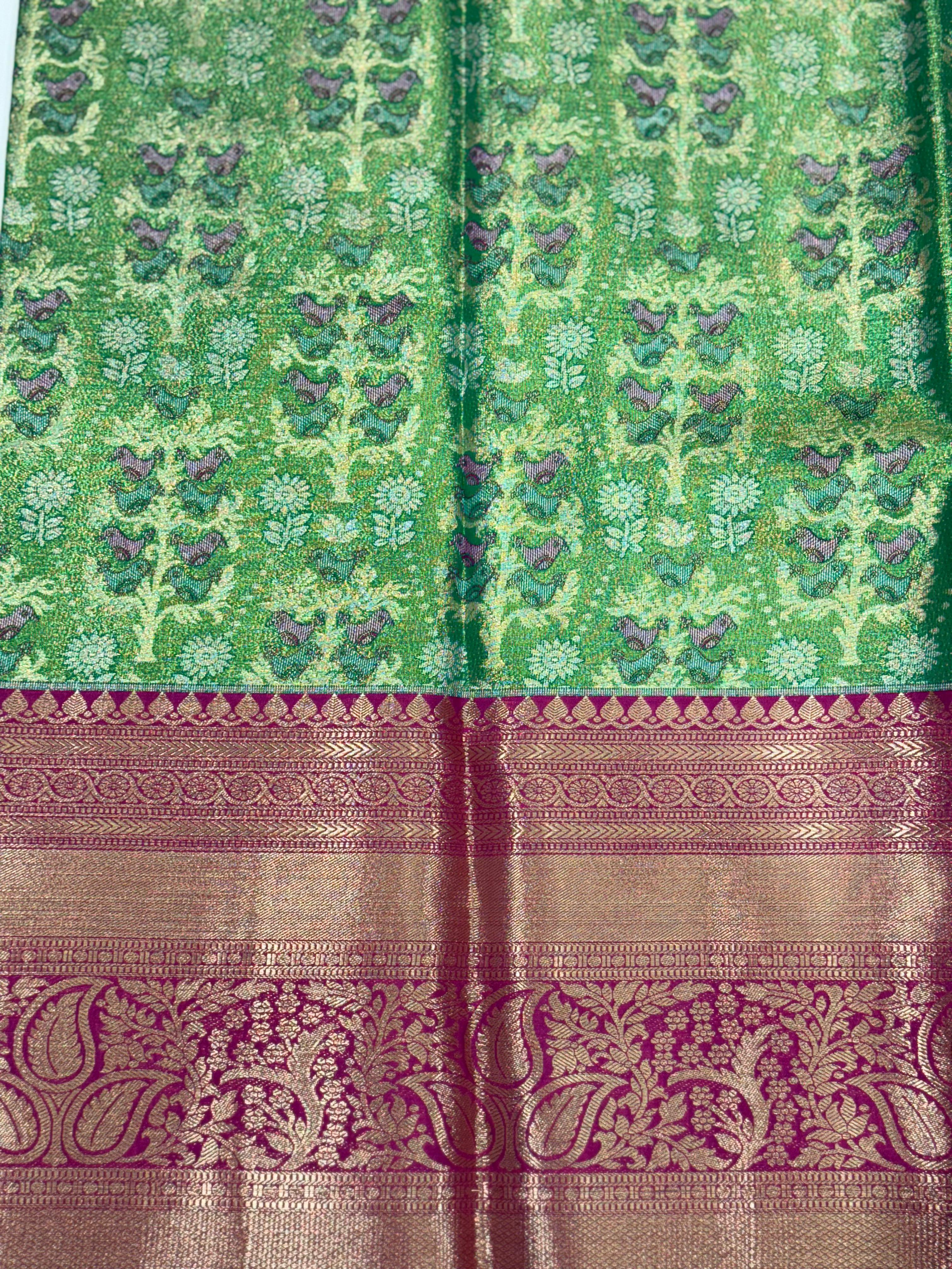 Fern Green Dharmavaram Silk Saree