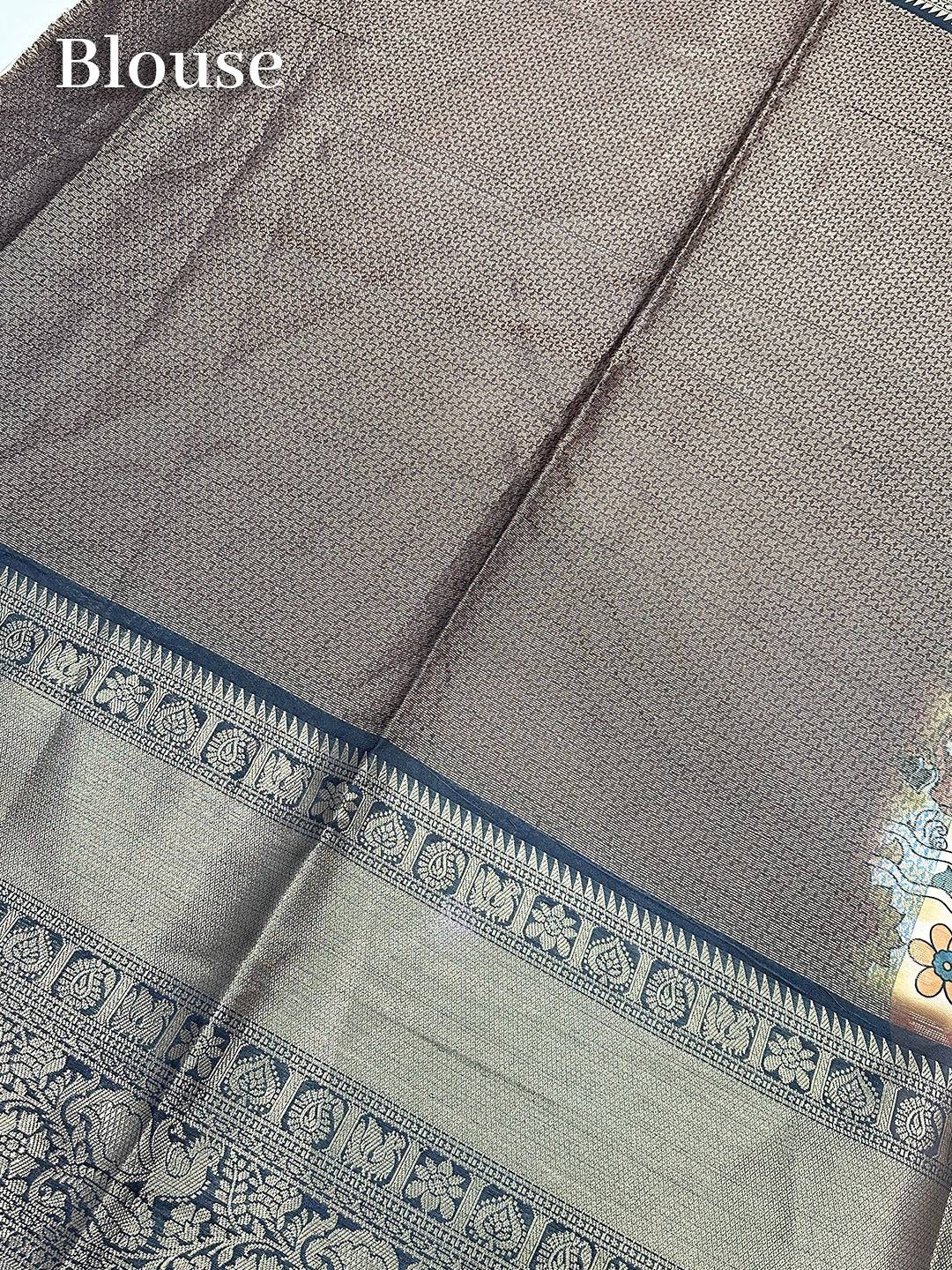 Blouse piece of Heritage Bloom Kalamkari Silk Saree