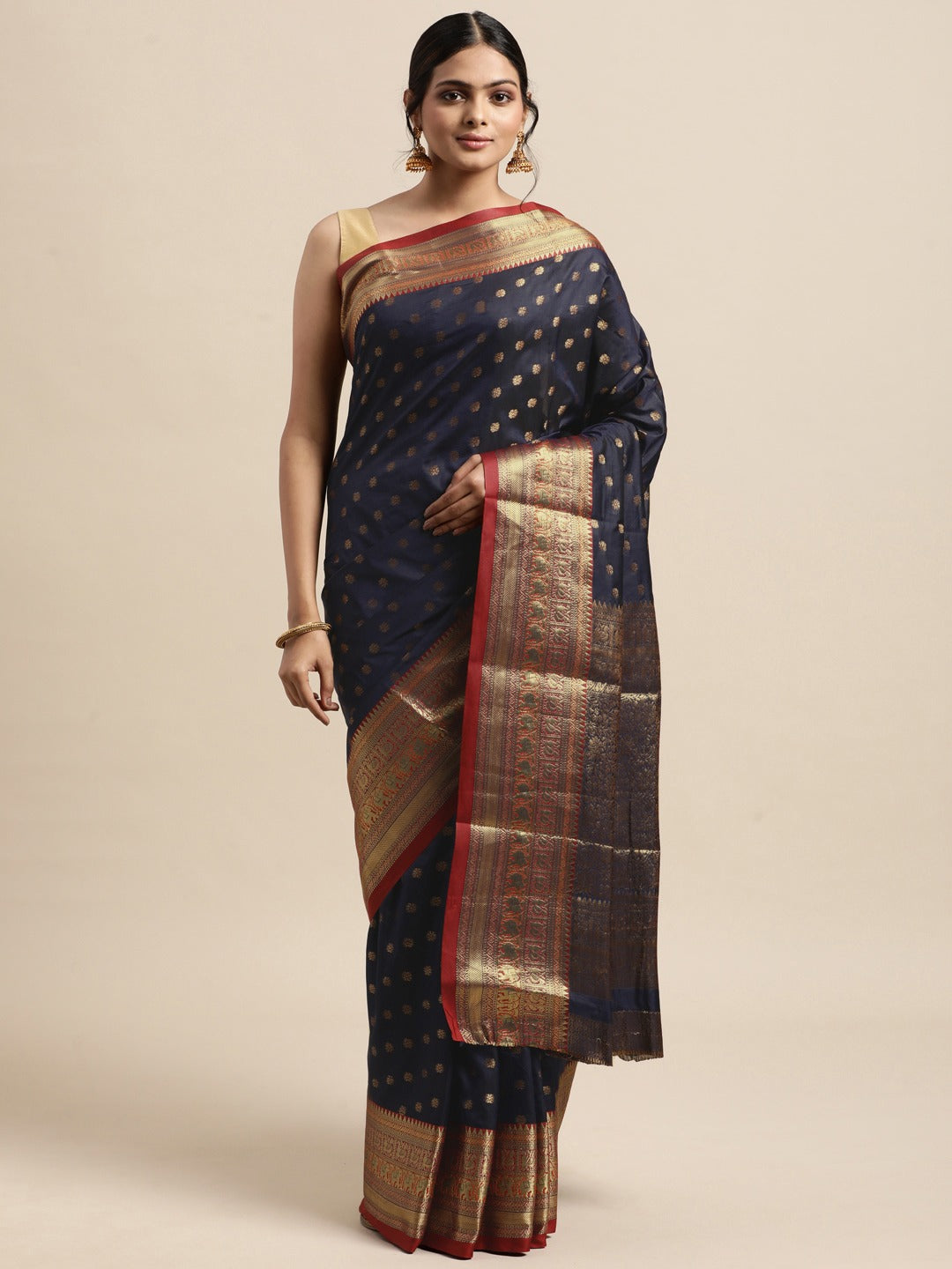 Stylish Banarasi Navy Colour Silk Saree