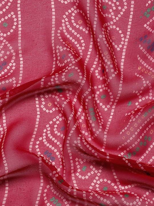 Fabric texture of Radiant Red Bandhani Saree