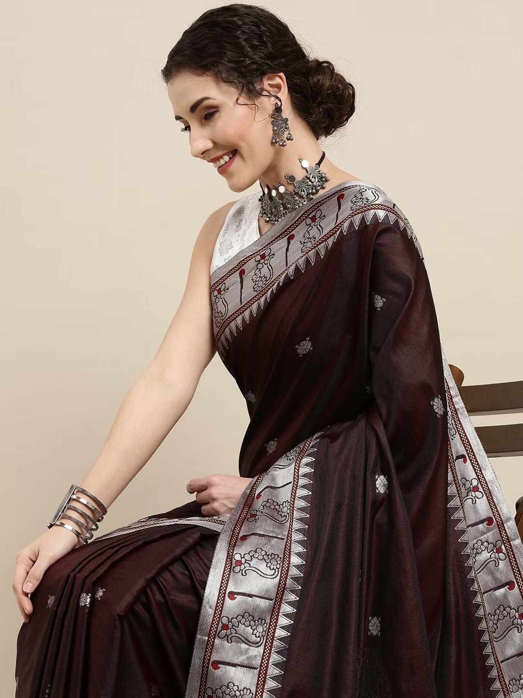 Grey Cotton Paithani Printed Saree in 2024 | Printed sarees, Saree, Grey  cotton