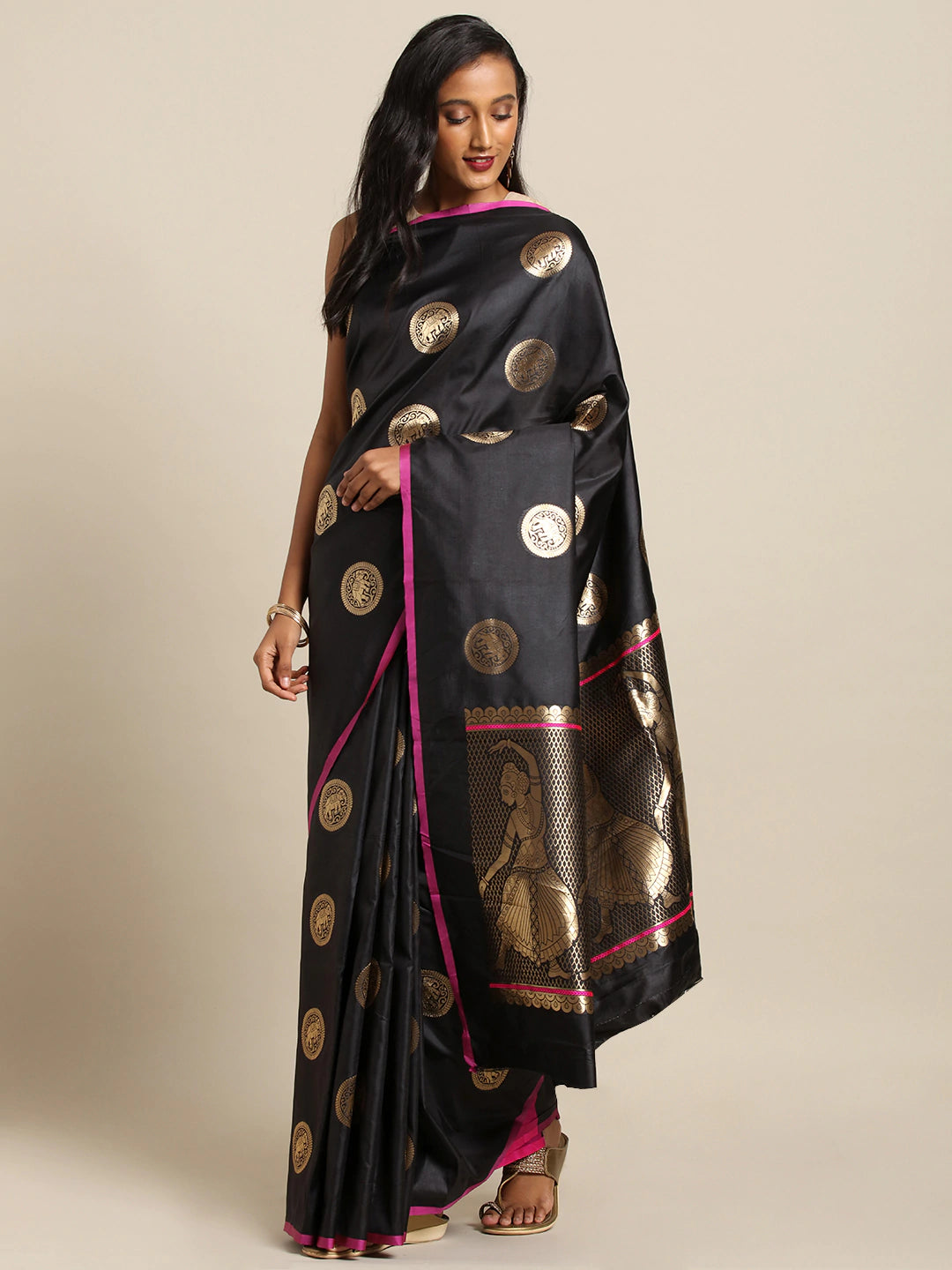 Light Brown and Black Kanjivaram Silk Saree – Armima