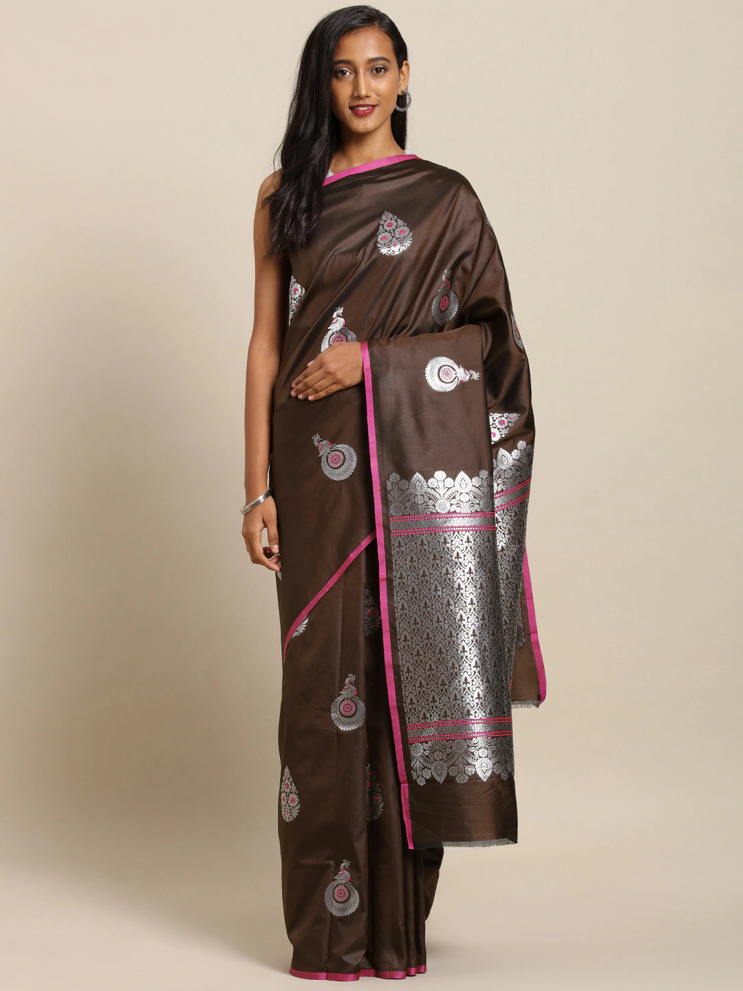 Kanjivaram Coffee Brown Silk Blend Saree