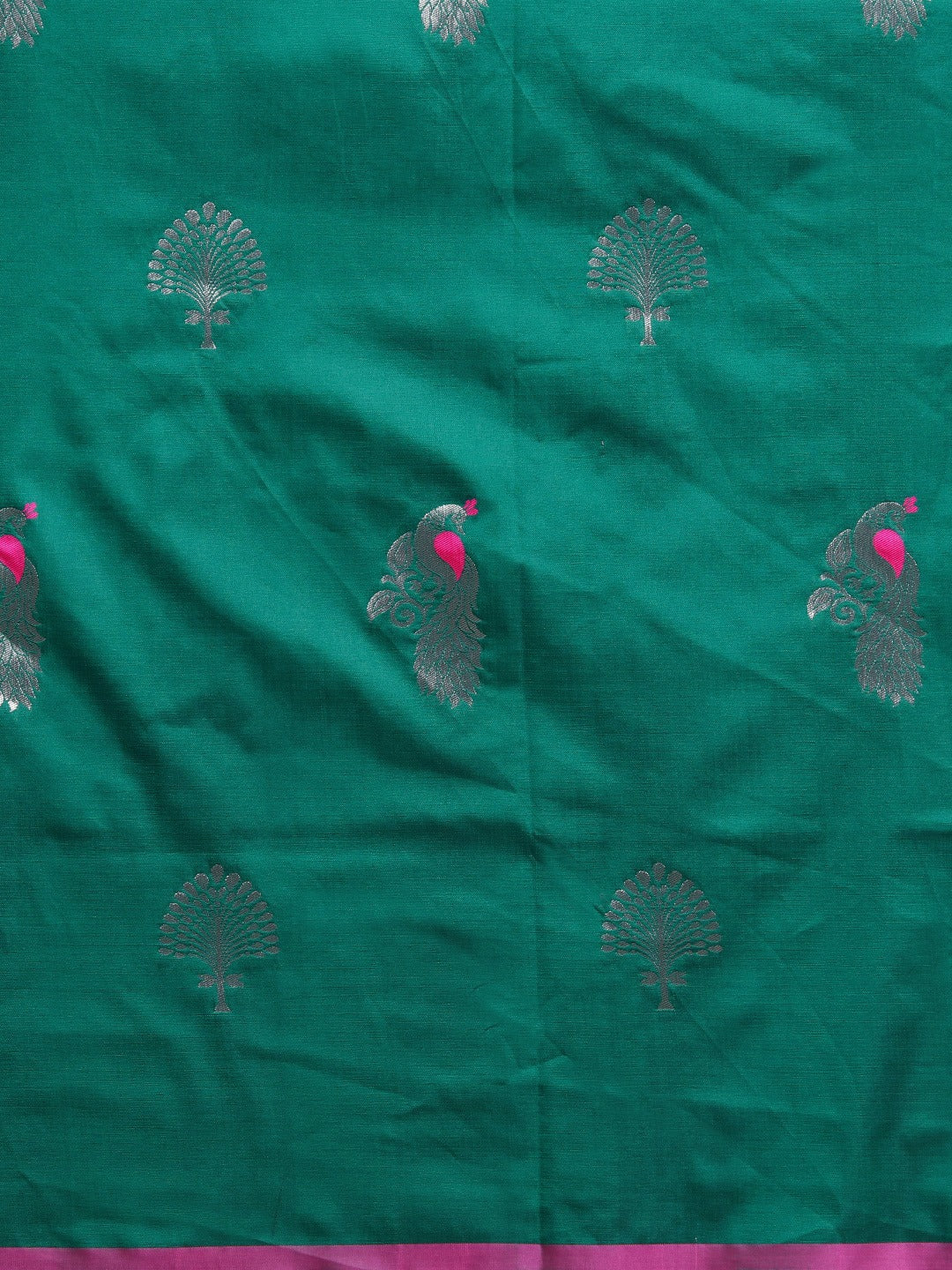 Kanjivaram Rama Colour Silk Blend Saree