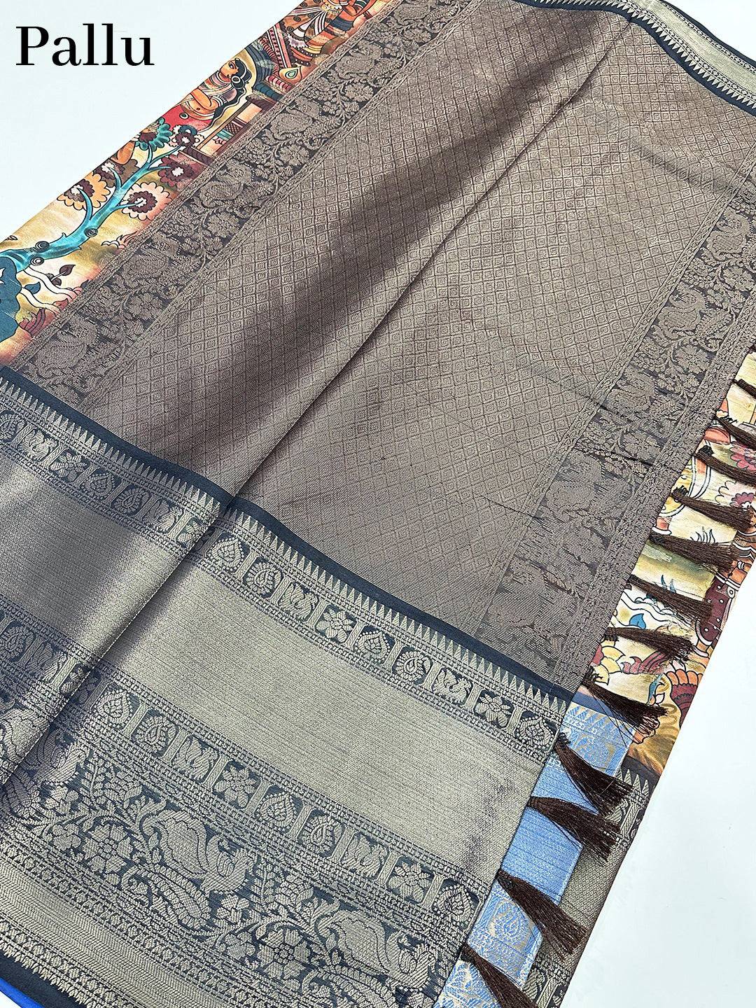 Pallu of Heritage Bloom Kalamkari Silk Saree