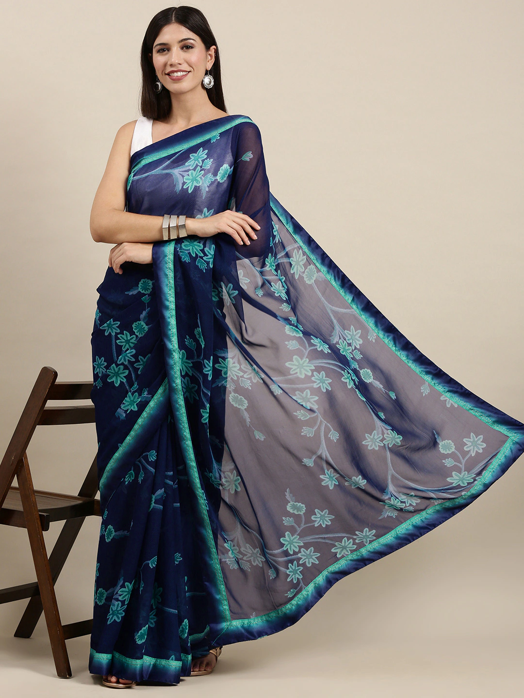 Soft Georgette Saree With Foli Print Work