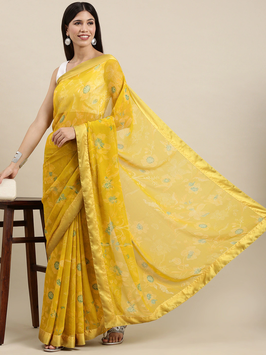 Soft Georgette Saree With Foli Print Work