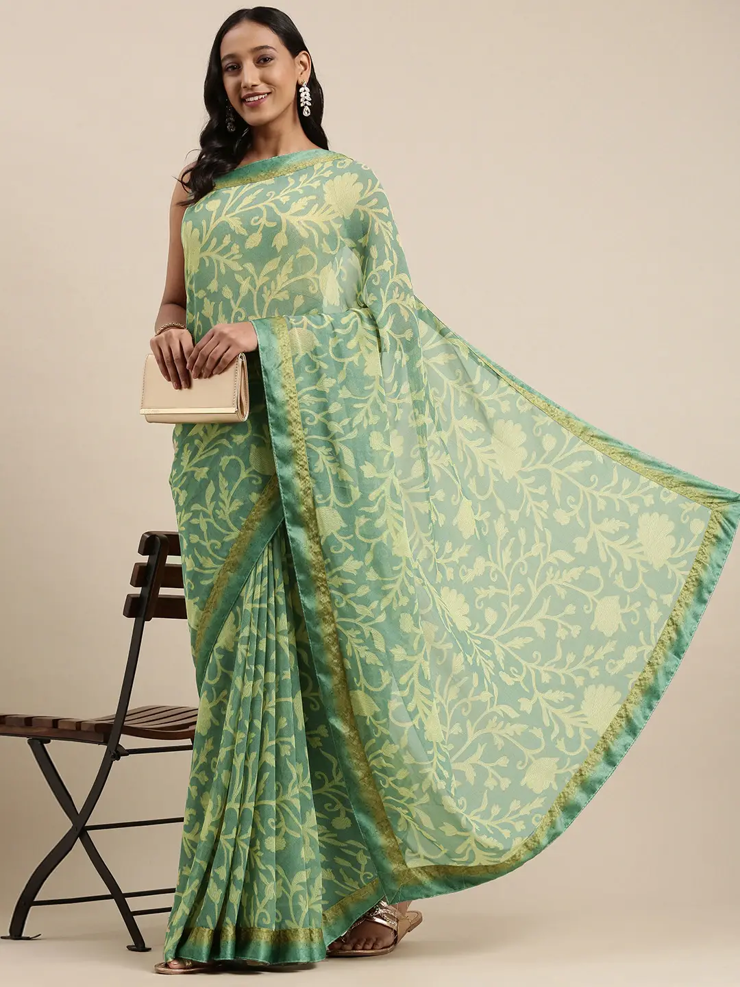 Soft Georgette Saree With Foli Print Work